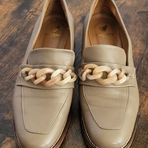 Beige Loafers with Chain Detail